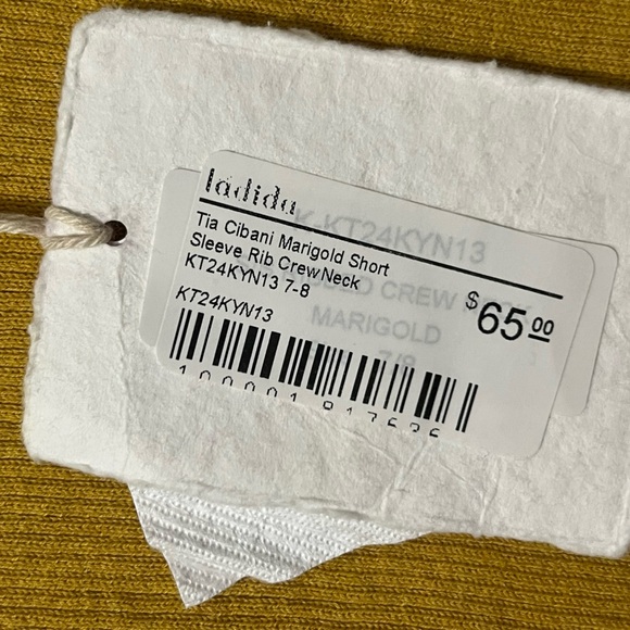 Tia Cibani Marigold Ribbed Short Sleeve Sweater Girls Size 7/8 Mustard Yellow - Picture 4 of 5